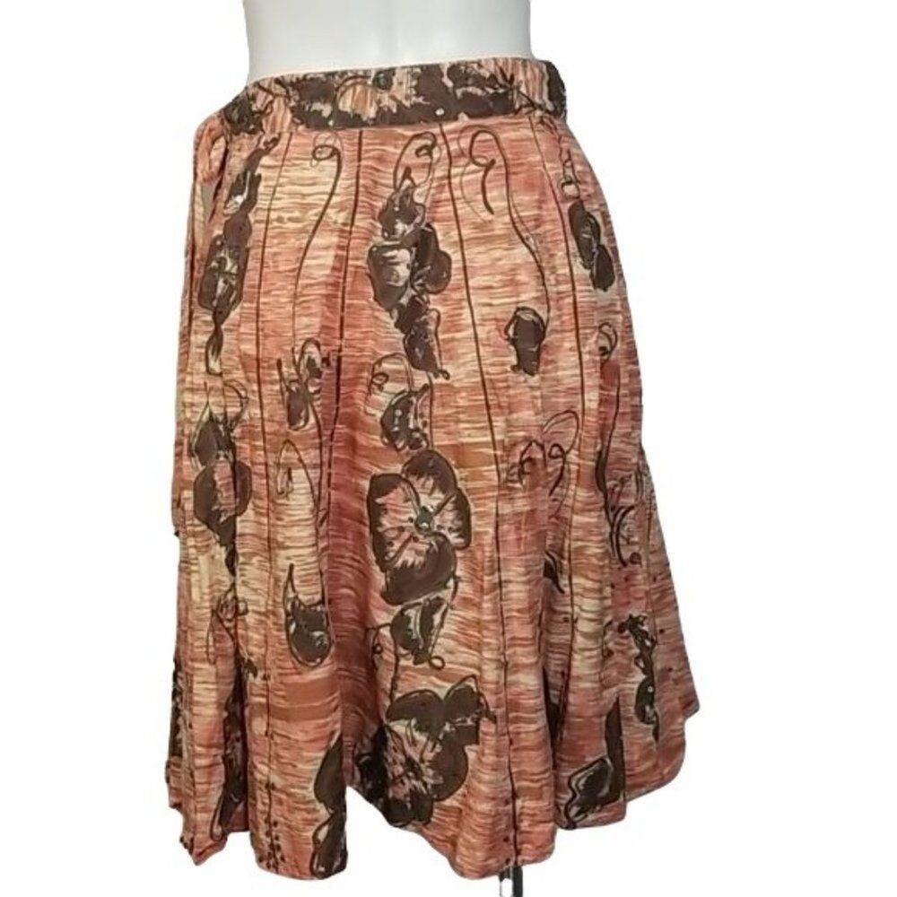 Anthropologie Odille Floral Full Skirt Sequin Embellished Pink Coral Size 4 - Picture 2 of 6